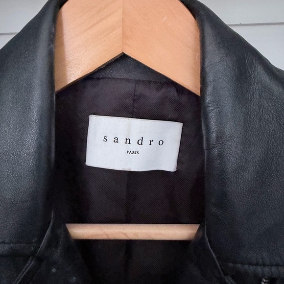 Sandro Black Leather Jacket US XS - S - Picture 4 of 5